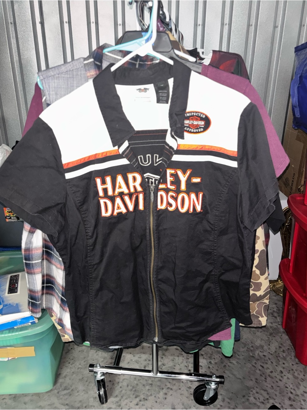 Harley-Davidson Black, White & Orange Racing Jacket Shirt